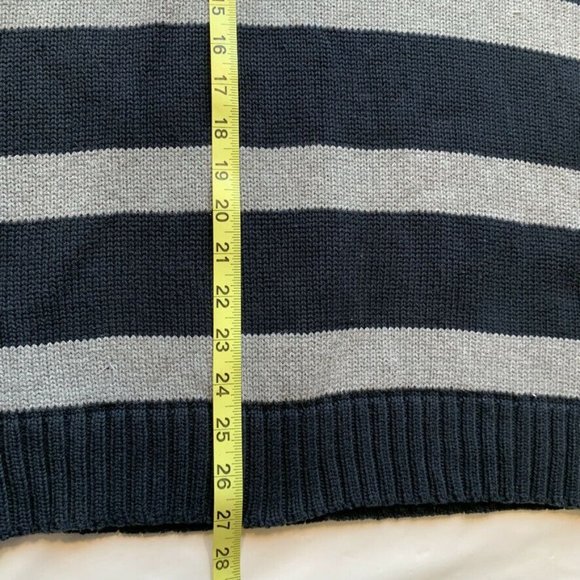 Chaps Sweater Mens Medium Striped 1/4 Zip Chunky Knit Pullover Mock Neck Cotton - Picture 11 of 12